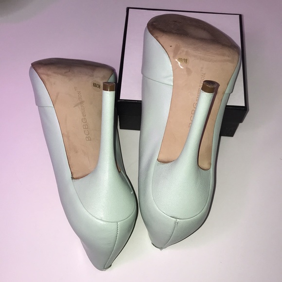 Seafoam Peep Toe Heels - Picture 8 of 9
